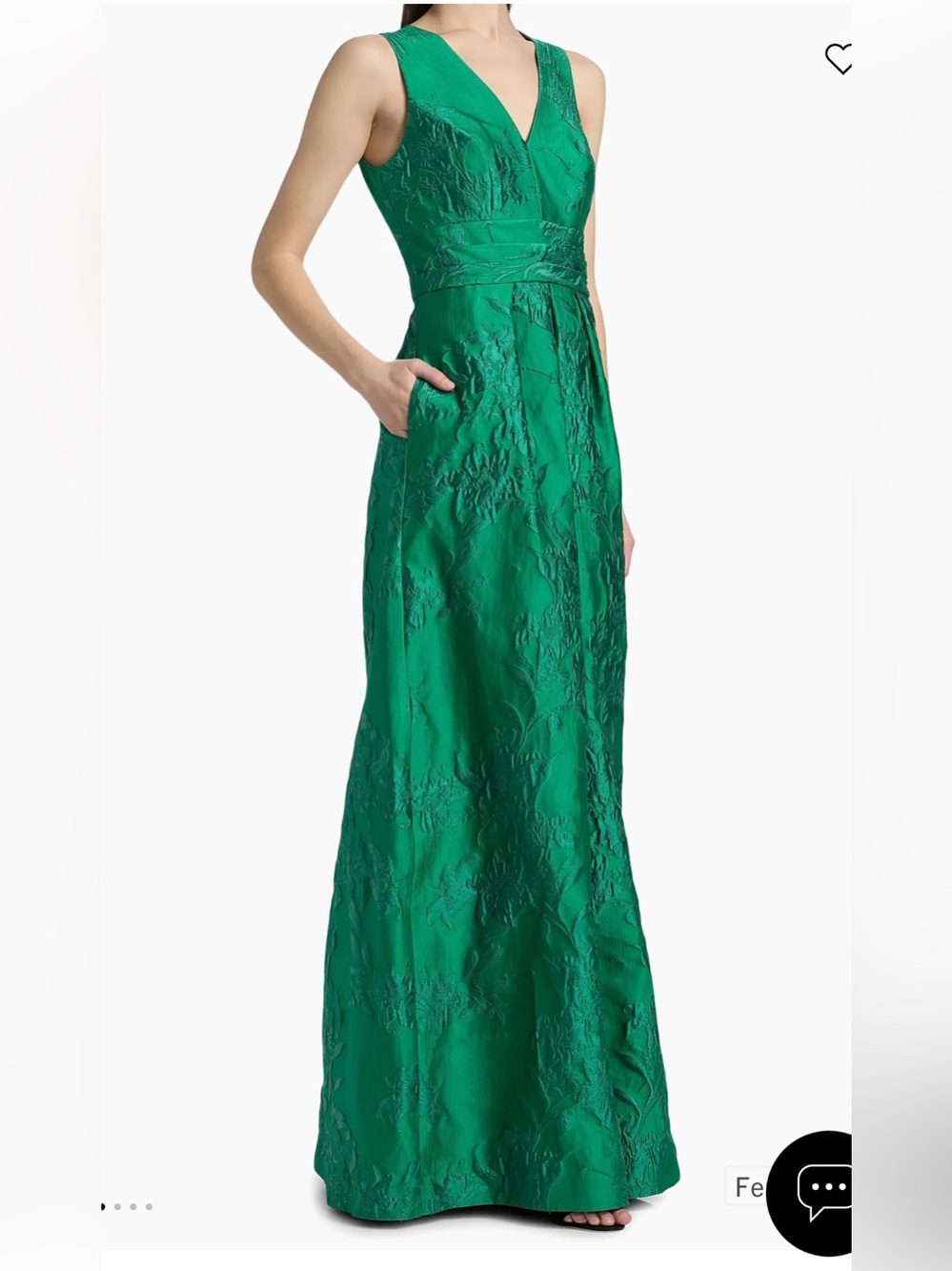 Kay Unger Mariah Textured Floral Jacquard A-Line Gown